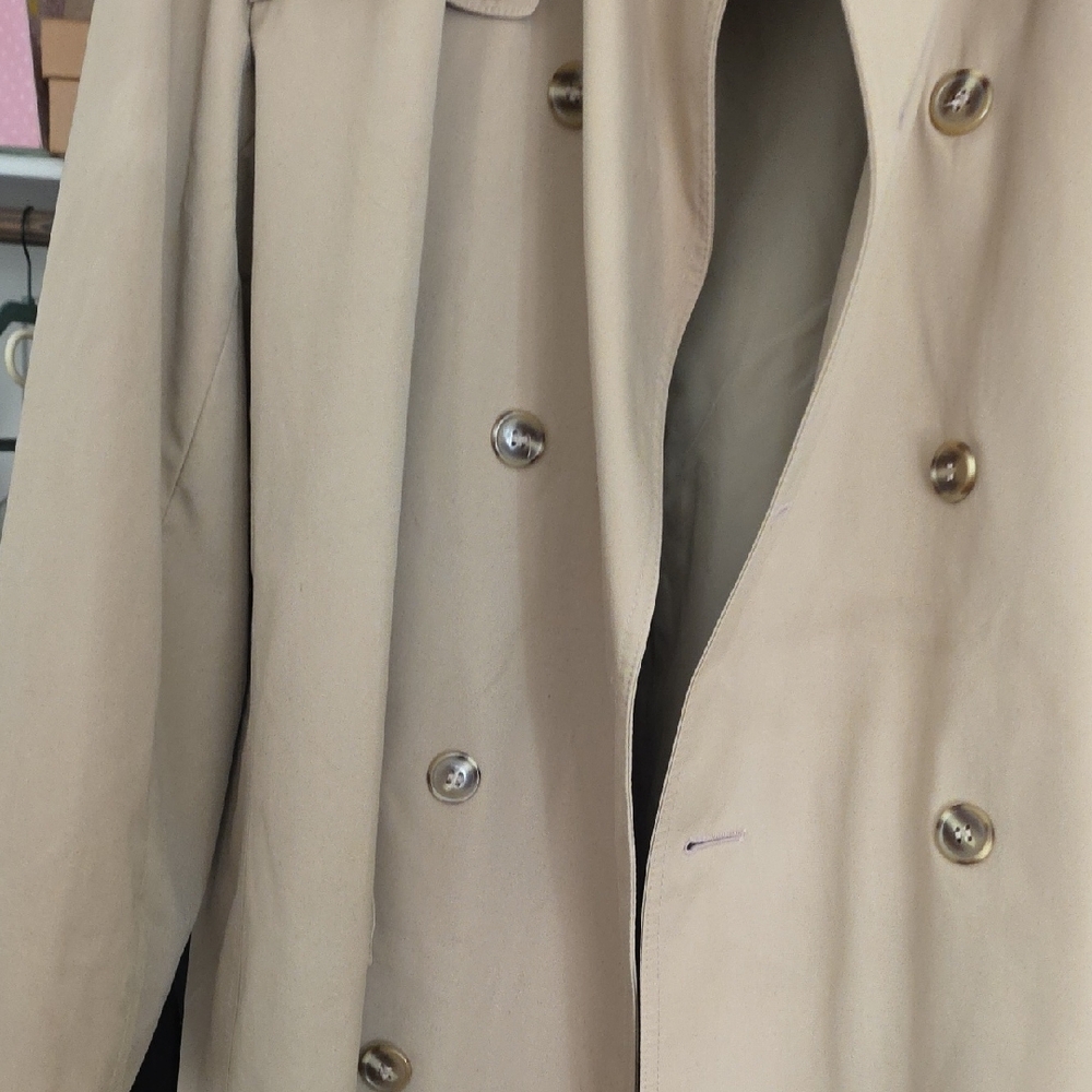 Men's Beige Double-Breasted Trench Coat - Picture 4 of 16
